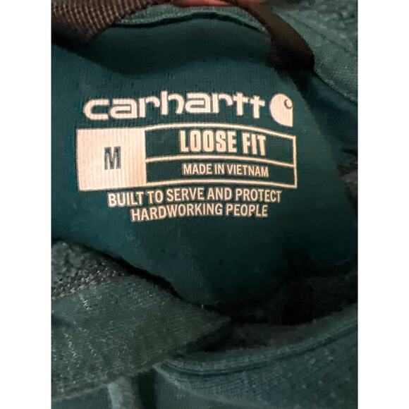 Carhartt men’s hoodie loose fit teal size medium midweight EUC Work Shirt Casual - Picture 4 of 7